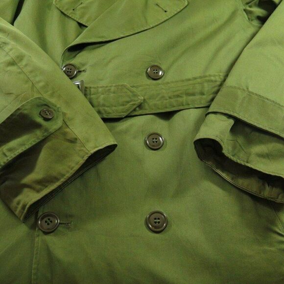 Vintage 50s US Army Overcoat M Short Green Military OG107 Wool Liner Belt Pocket - Picture 8 of 11